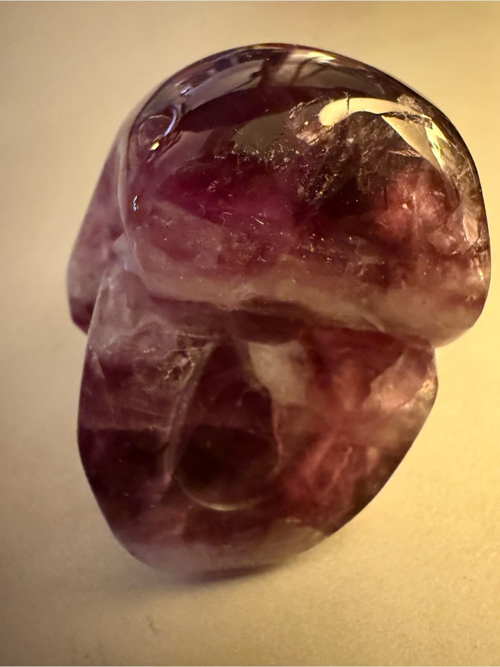Amethyst Crystal Skull Figurine - Purple Home Accent - Picture 3 of 4
